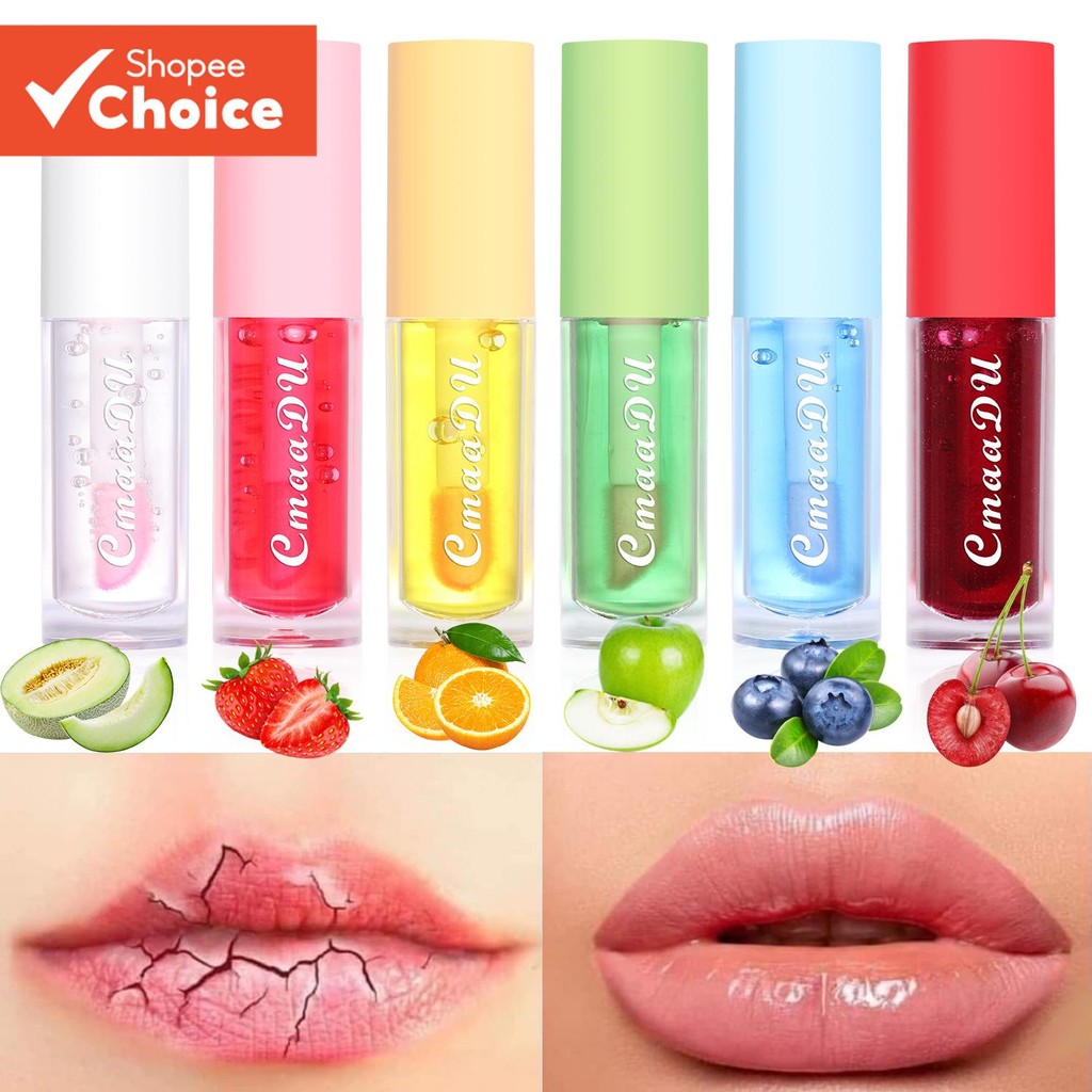 Hidratante para Lábios Sabor Frutas 6 Cores Mudança de Cor Glaze Prevenir Seco e Rachado