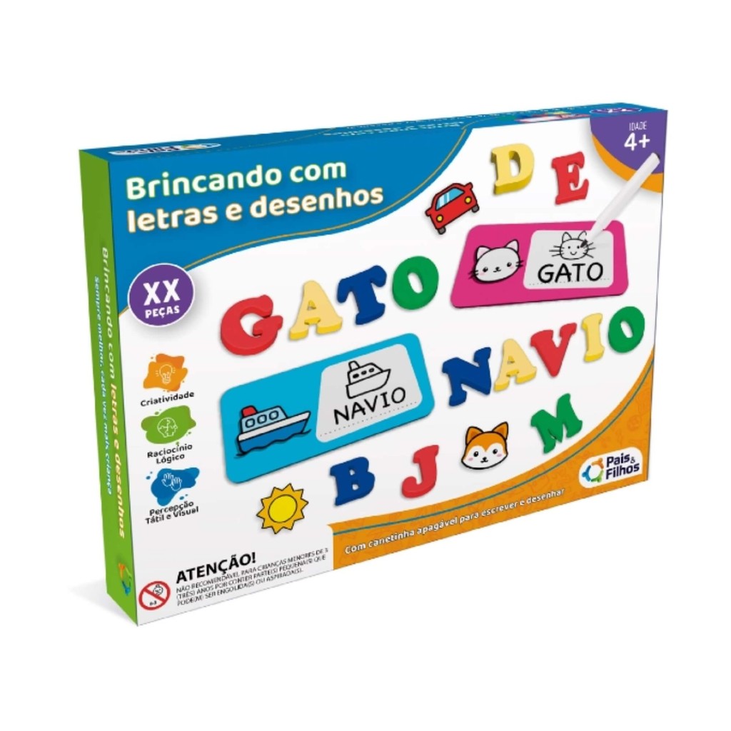 Jogo Infantil Educativo Brincando com Letras e Desenhos Pais e Filhos Alfabetização Infantil em Oferta na Shopee