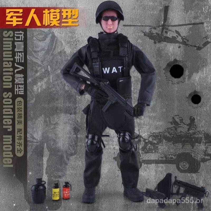1/6 Modelo de Soldado SWAT Boneca de Polícia Militar Figura de Soldado Móvel e Destacável Brinquedo para Meninos Present