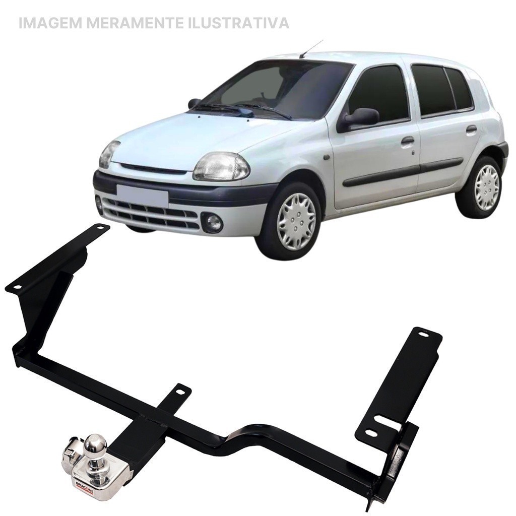 Engate Reboque Rabicho Fixo Clio Hatch 1998 a 2017 450Kg Bom tOP