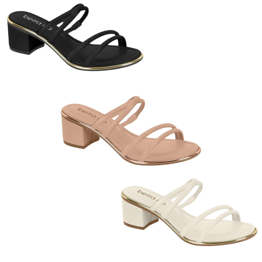 Sandália Feminina Salto Médio Com Brilho Original Beira Rio em Oferta na Shopee