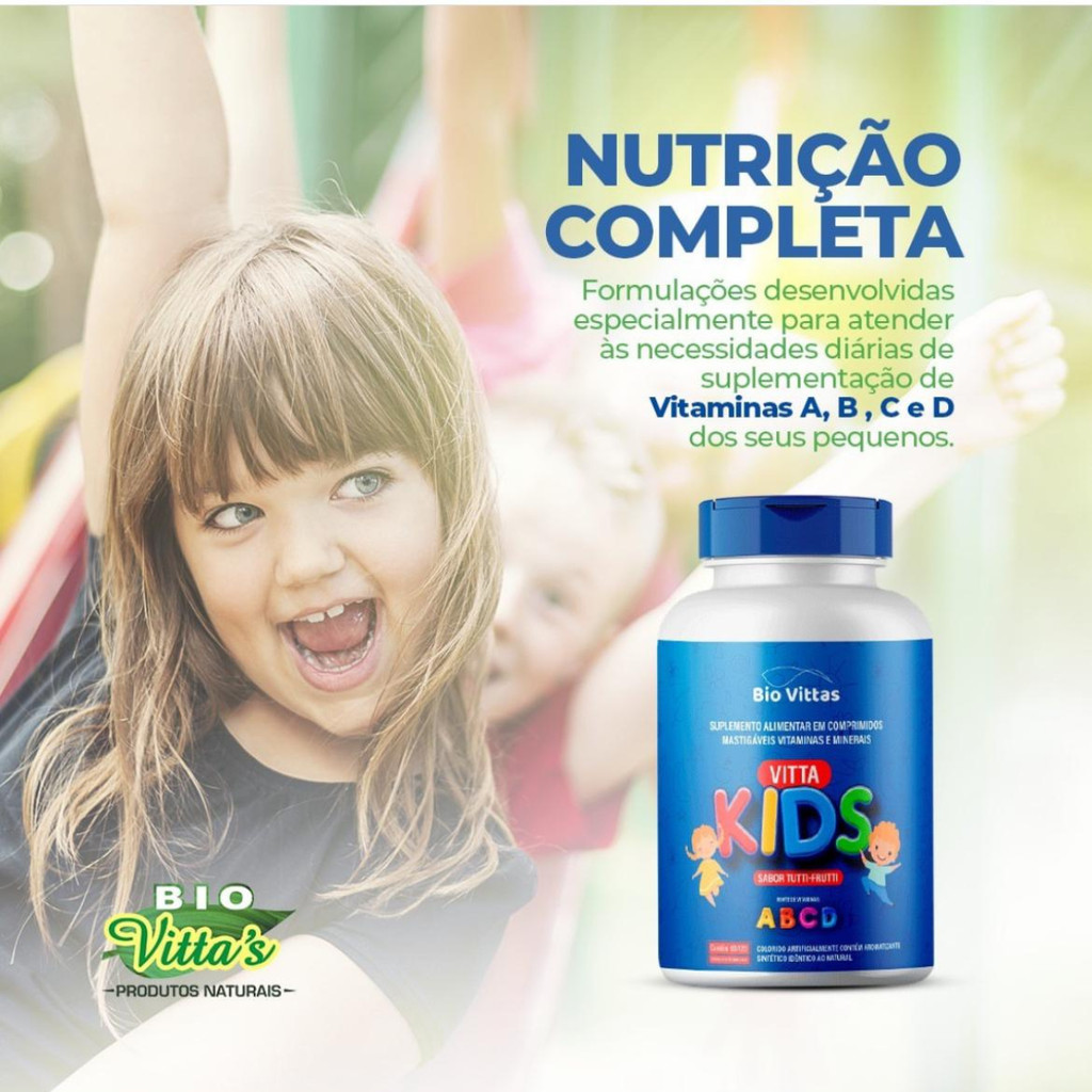 Multivitamínico infantil completo, 120 comprimidos mastigáveis, sabor tutti frutti em Oferta na Shopee