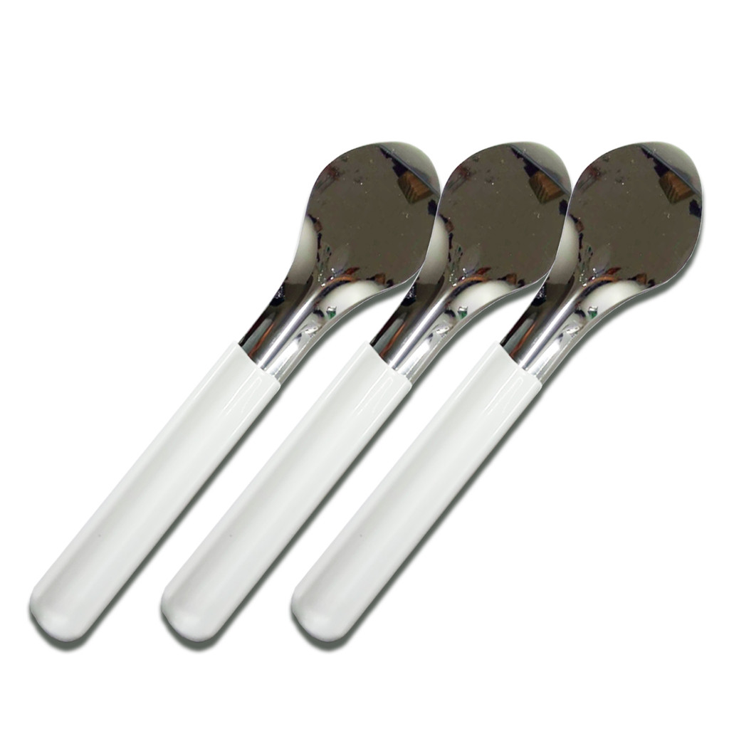 CONJ 3 ESPÁTULA PARA SORVETE ITALIANO AÇAI INOX 26 cm CABO BRANCO em Oferta na Shopee