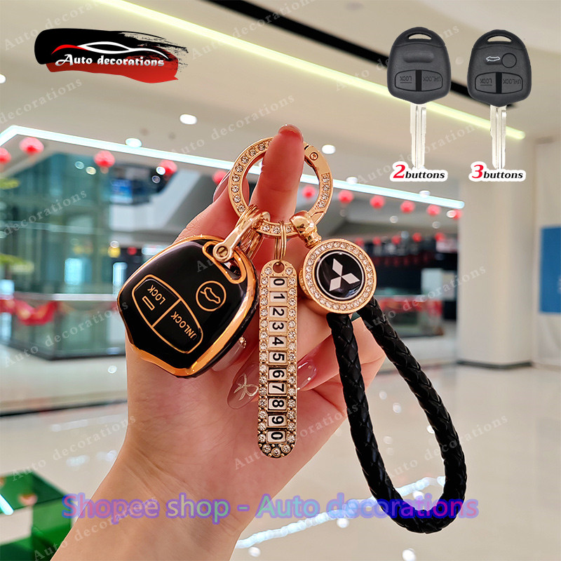 Capa De Chave Mitsubishi Para LANCER EX TRITON PAJERO ASX ATTRAGE SPACE WAGE Chaveiro Borda Dourada anti-Perda Sem em Oferta na Shopee