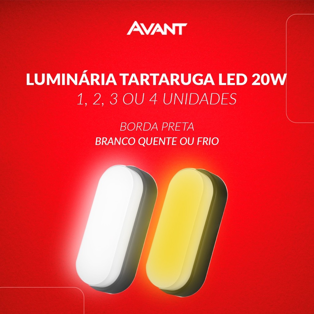 Kit Arandelas de Parede Led Tartaruga 20w 3000k ou 6500k 110/220v 1, 2, 3 ou 4 Unidades Preto Avant - Home & Living