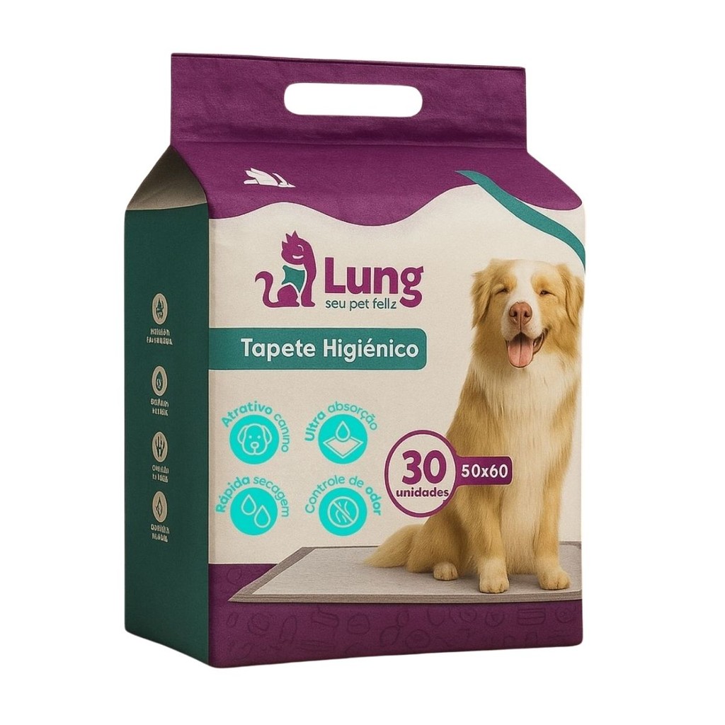 Tapete Higiênico 50x60cm 30 Unidades p/ Cachorro Roedor Pet Absorvente Fita Colante Envio Imediato