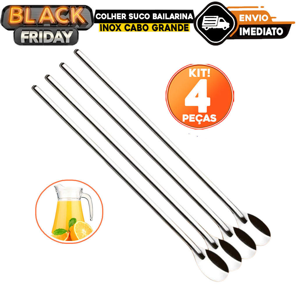 Colher Suco Bailarina Inox Cabo Grande Drink Caipirinha Barman