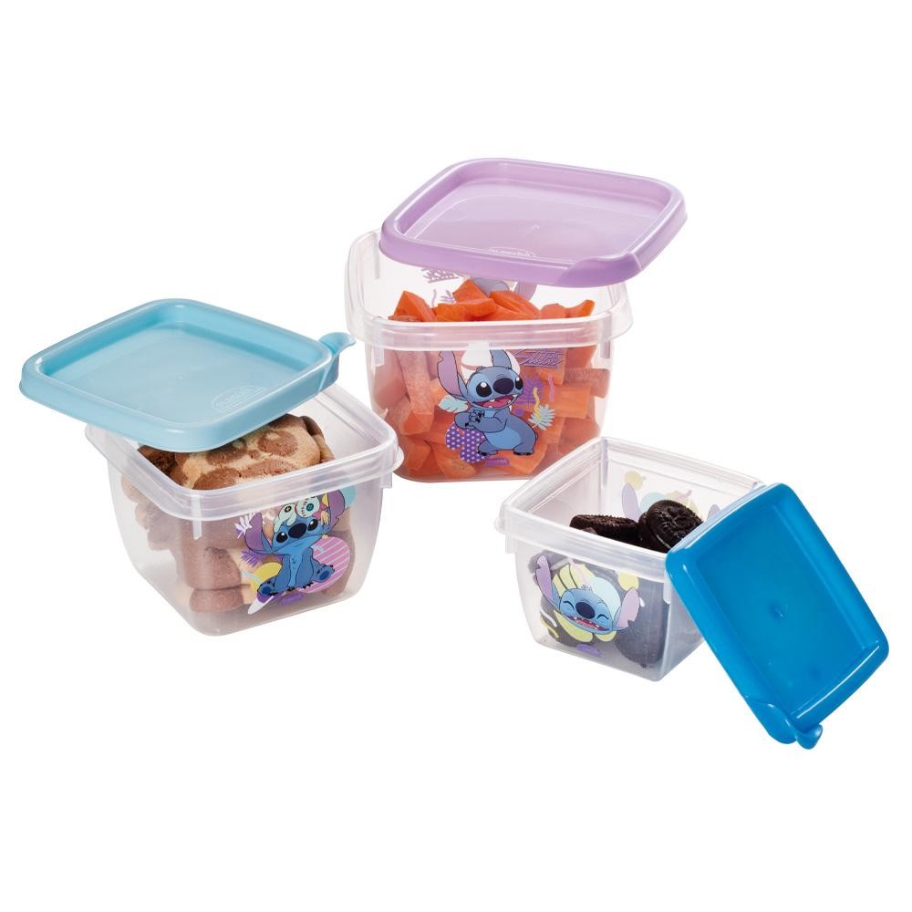 Kit 3 Potes Stitch Lancheira Passeio Papinha Plasútil - Home & Living