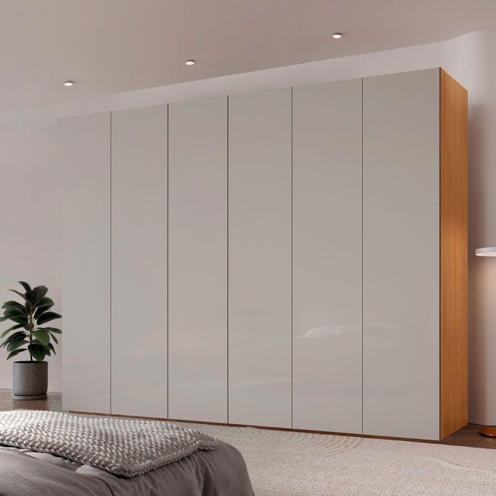 Guarda Roupa Casal Coliseu Mdf 6 Pts 6 Gvts Moderna Mobília Naturalle/off White em Oferta na Shopee