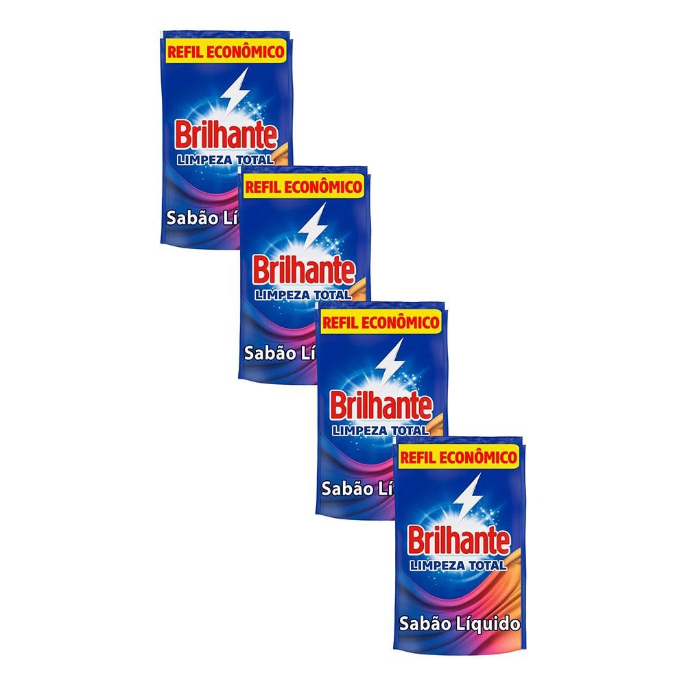Kit 4 Refil Lava Roupas Líquido Brilhante Roupas Brancas e Coloridas Limpeza Total 900ml - Home & Living