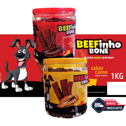 Bifinho 1, 2 ou 3 BEEFinho Bone 1 KG Petiscos Cães Cachorro Pet Premium