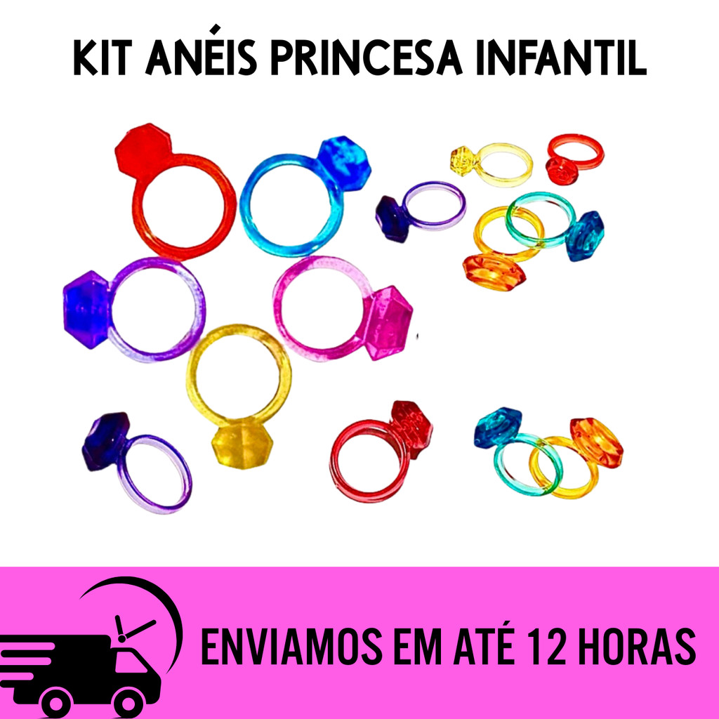 kit 10/20/30/50/100 Anéis Coloridos Brinquedo Lembrancinha Festa Infantil
