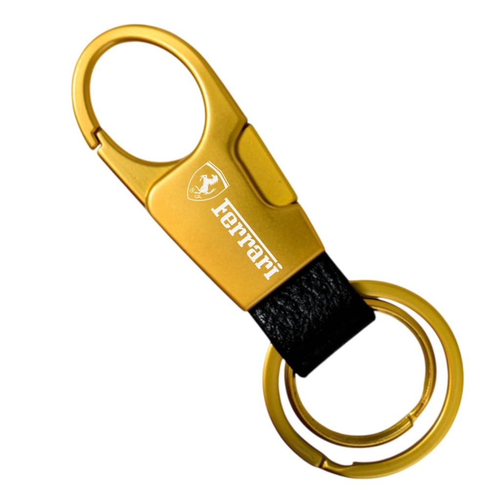 Chaveiro Para Ferrari Esportivo Metal Mosquetão B Dourado