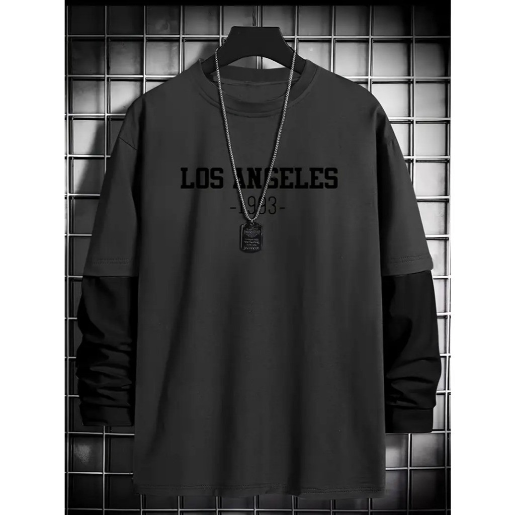 Camiseta Manga Longa Chumbo Streetwear Modelo: "Los Angeles" - Tumblr CAMLG-1506-GRF  NESTAR