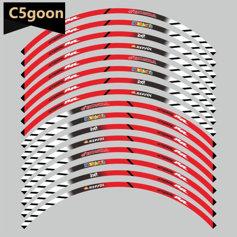 C5GOON 16 Peças Adesivo De Roda De Motocicleta Fita Reflexiva De Aro Para Corrida De Moto 17 " 18 " Carro Acessório O1Z3