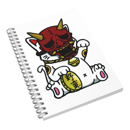 Caderno Universitário Maneki Neko Oni Tattoo 1, 10 e 15 Matérias Escolar Capa Dura Animes  Desenhos