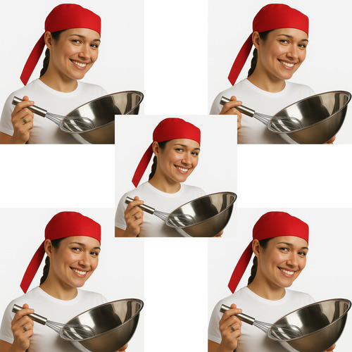 Kit 5 Bandanas Cozinha Pizzaria Bar Touca Garçom Chef Barman Vermelho Unissex Único Evento COR: VERMELHO