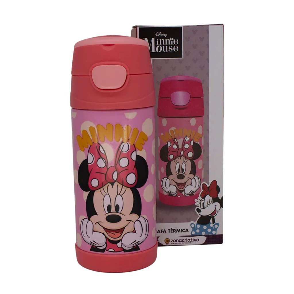Garrafa Térmica Infantil 350ml Minnie Mouse Disney Zona Criativa 10073108 em Oferta na Shopee