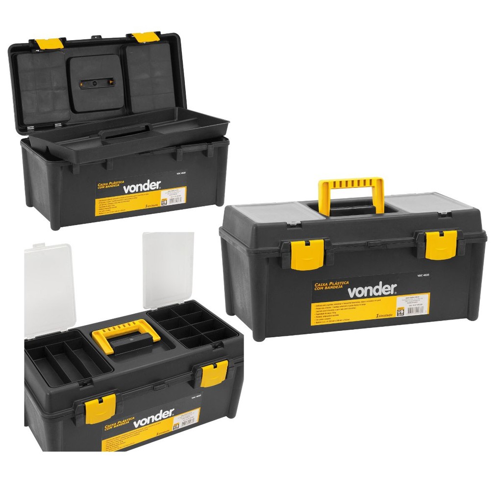 Caixa Plástica para Ferramentas VDC4035 com Bandeja 15kg Vonder