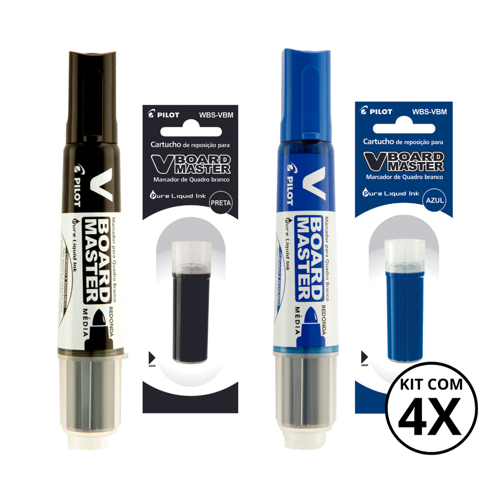 Kit com 2 Marcadores Para Quadro Branco + 2 Refis  Board Master - PILOT KITS:6 em Oferta na Shopee