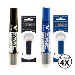 Kit com 2 Marcadores Para Quadro Branco + 2 Refis Board Master - PILOT KITS:6