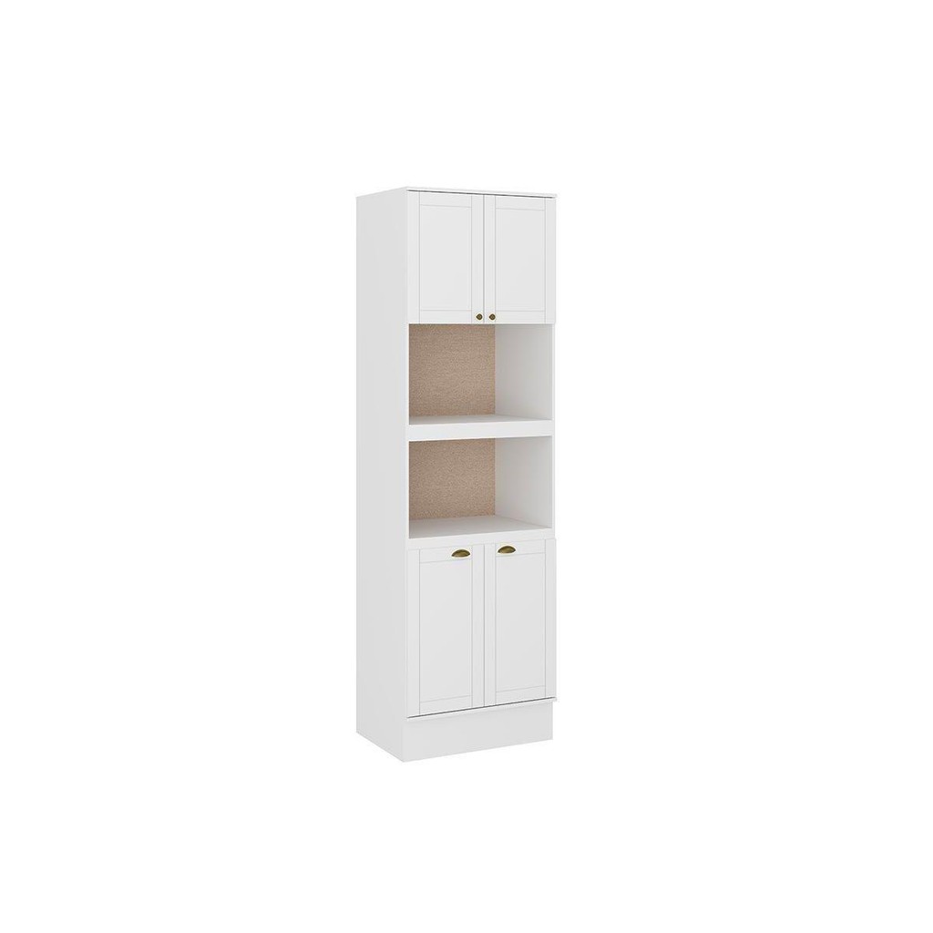 Paneleiro de Cozinha Modulado Bella 2616 Torre Quente c/ 2 Fornos 4 Portas 70cm Branco - Carraro