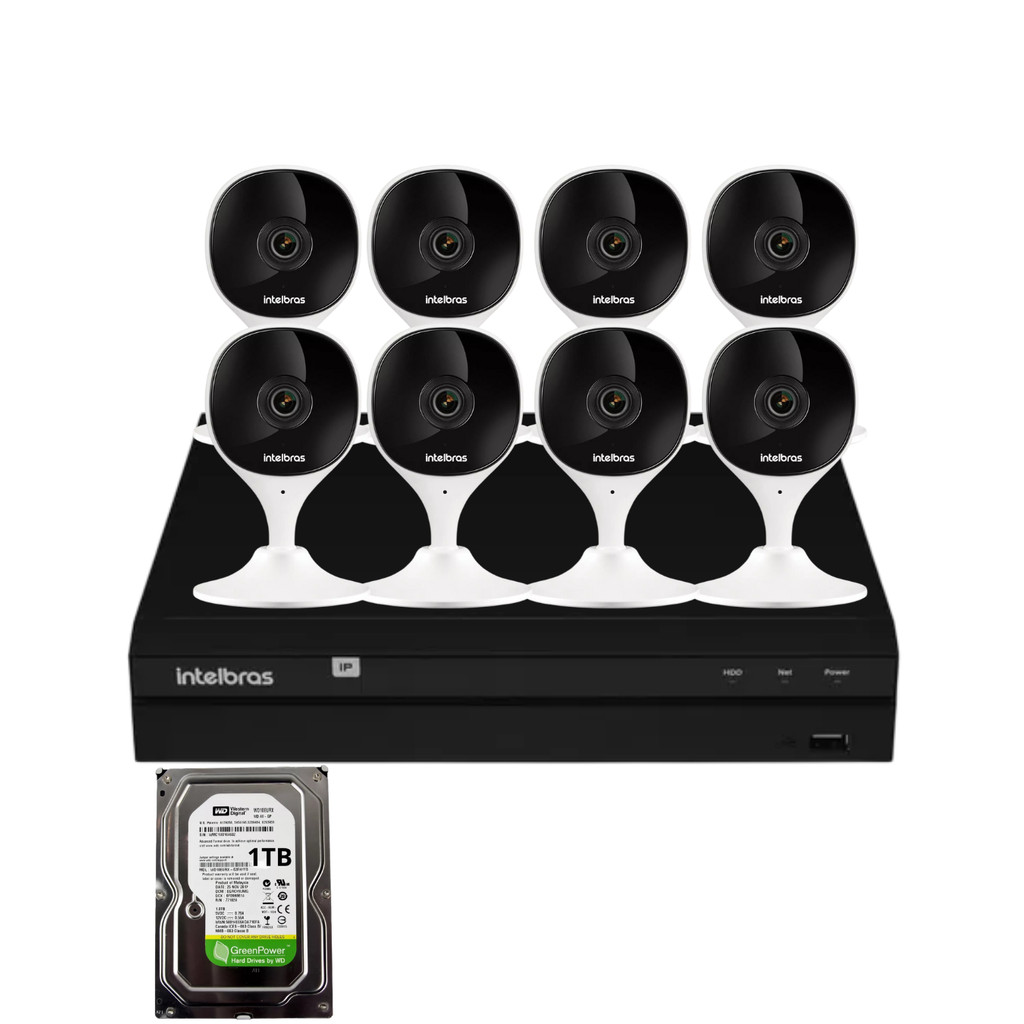 Kit 8 Câmeras Intelbras Imx-c Full Hd Nvd  1408 Intelbras Com Hd 1Tb