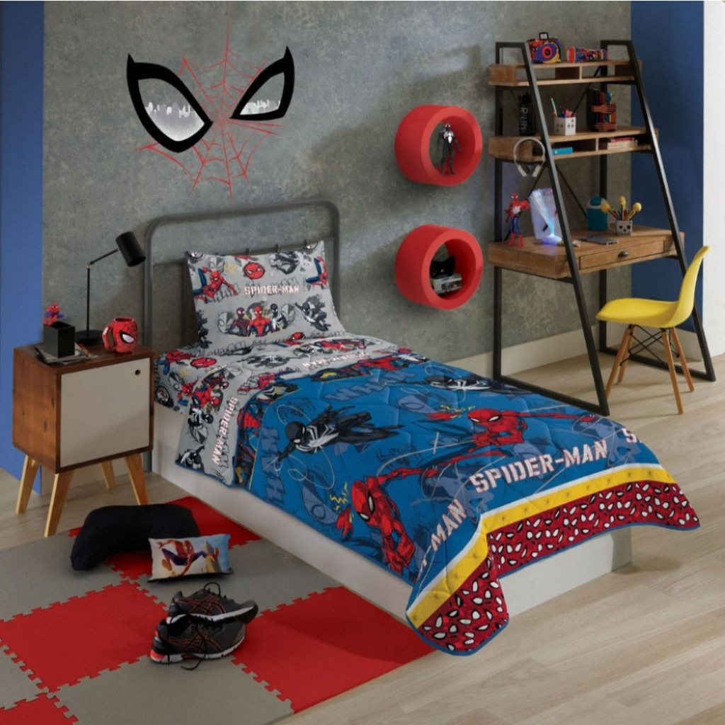 Edredom Cama Solteiro Infantil Dupla Face menino Menina Kids Criança Homen Aranha Stitch Frozen Barbie Personagem
