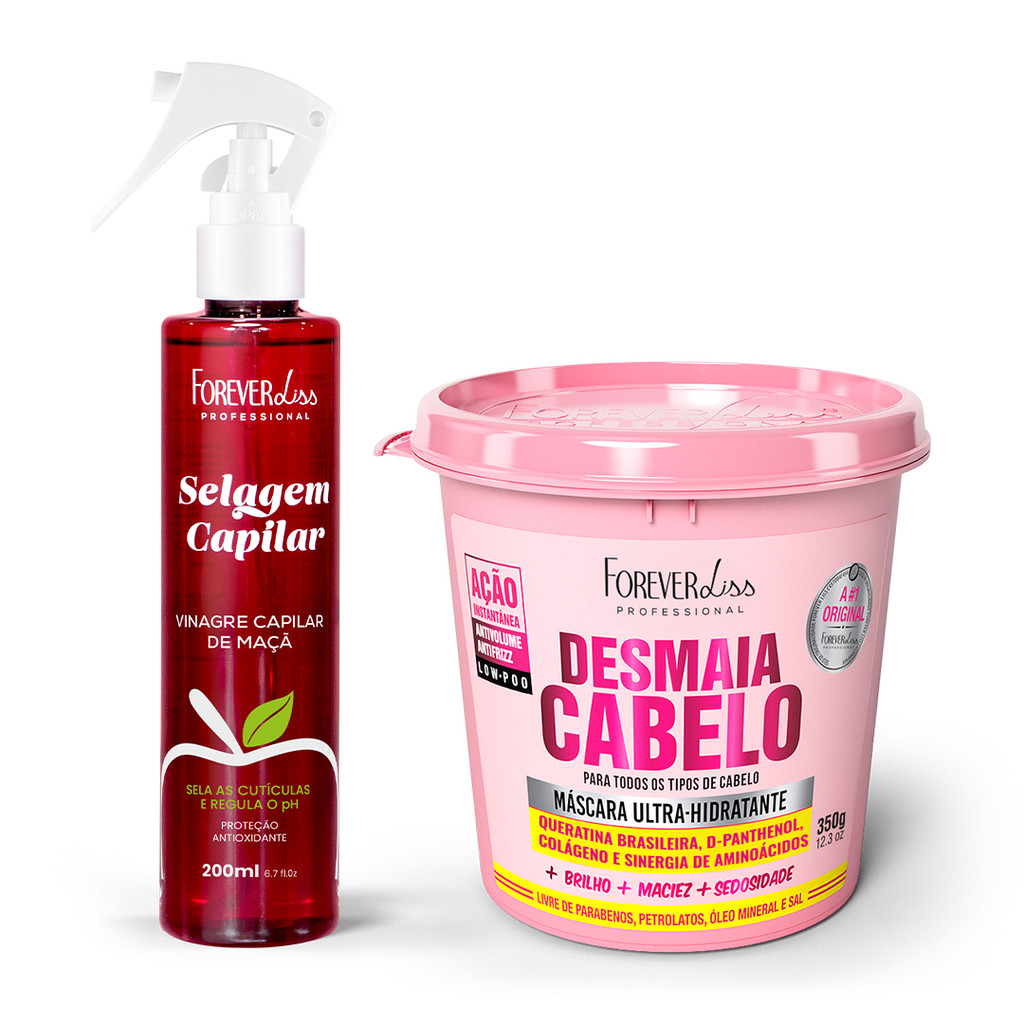 Kit Vinagre Capilar com Desmaia Cabelo 350g Forever Liss em Oferta na Shopee