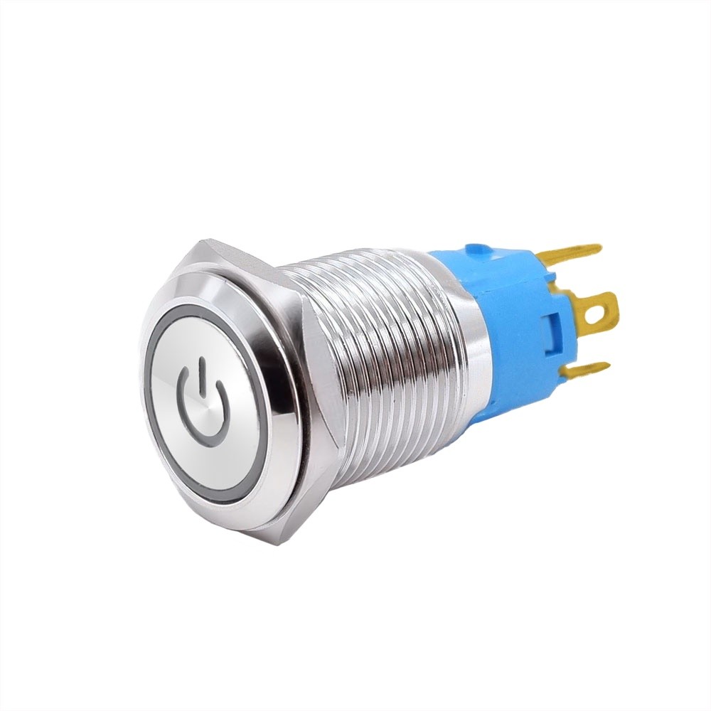 Botao Liga Desliga Metal Com Trava Led Vermelho 12V 19mm
