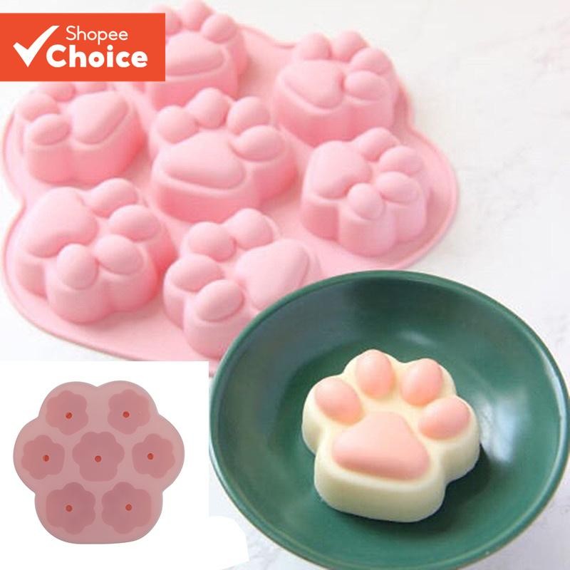7 Molde De Silicone Para Pata De Gato Bolo De Cachorro Cola De Vela Gesso Tigela De Geleia Branca Gel