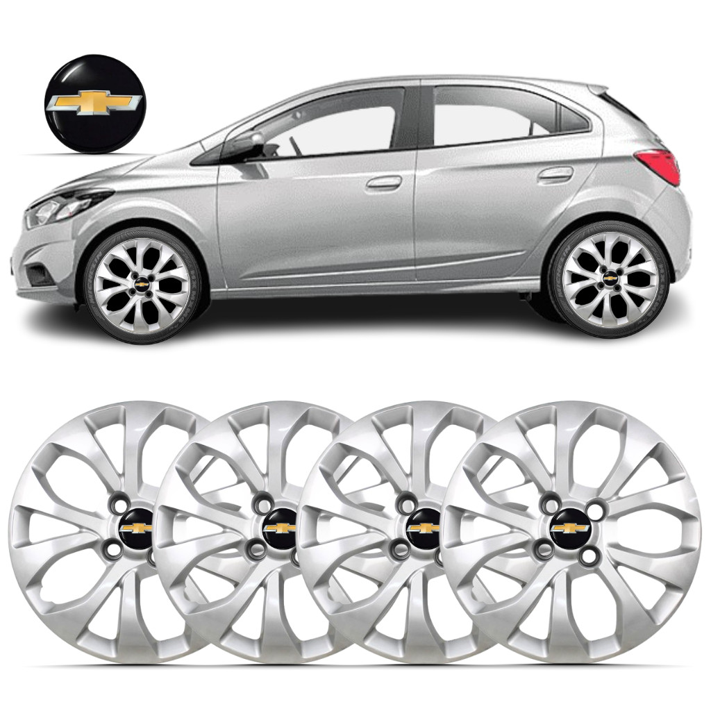 Kit 4 Calota Aro 14 Onix Prisma 2017 2018 á 2020 Com Emblema em Oferta na Shopee