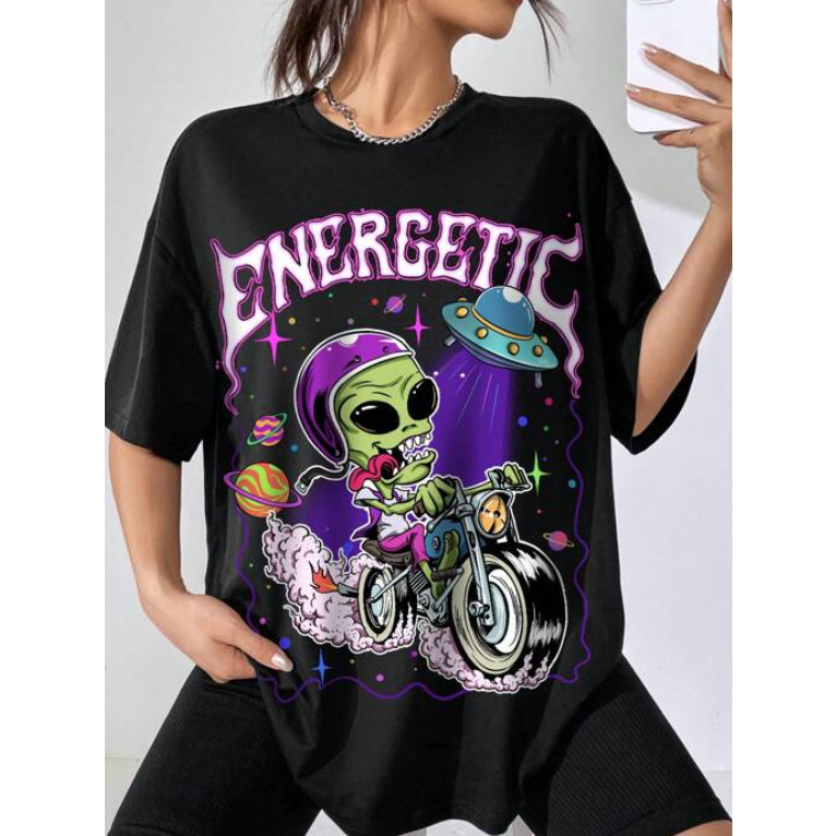 [Camiseta Premium em Algodão Puro]SISI CAMISETA ENERGETIC ALIEN MONSTRO MOTOQUEIRO novo!