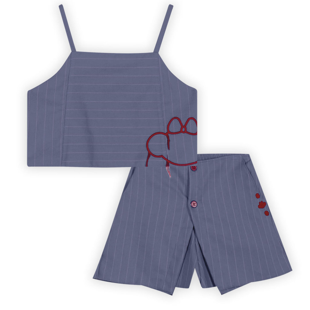 Conjunto Curto Listrado Infantil Feminino Lilica Ripilica em Oferta na Shopee