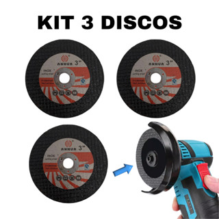 Kit 3 Discos De Corte De Resina Circular Lixa Esmerilhadeira PowerGrip 76mm em Oferta na Shopee