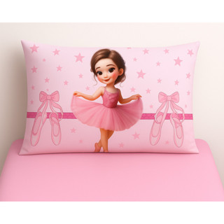 Jogo lençol e Fronha Bailarina Rosa Menina Quarto Solteiro em Oferta na Shopee