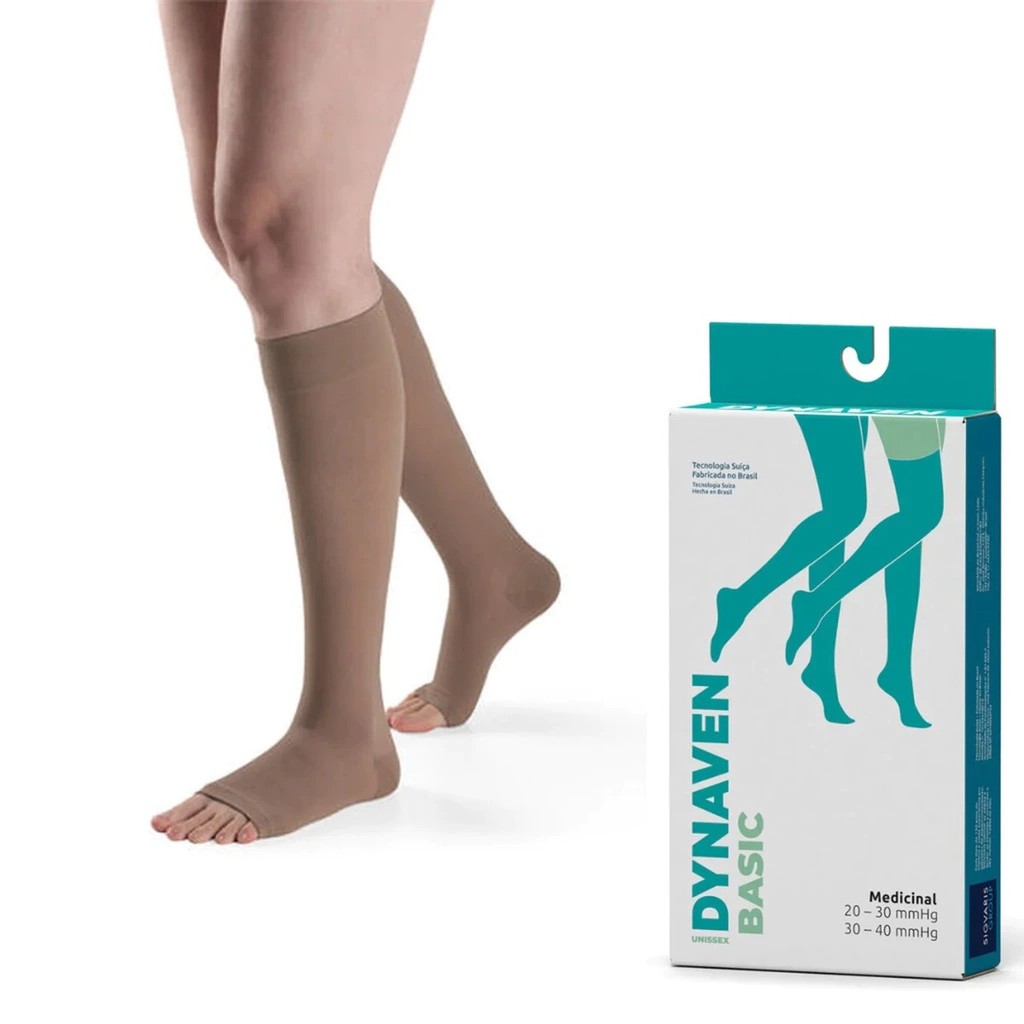 Sigvaris Dynaven Basic Meia de Compressão 20–30 mmHg Meia Coxa Cor Bege Tam G2