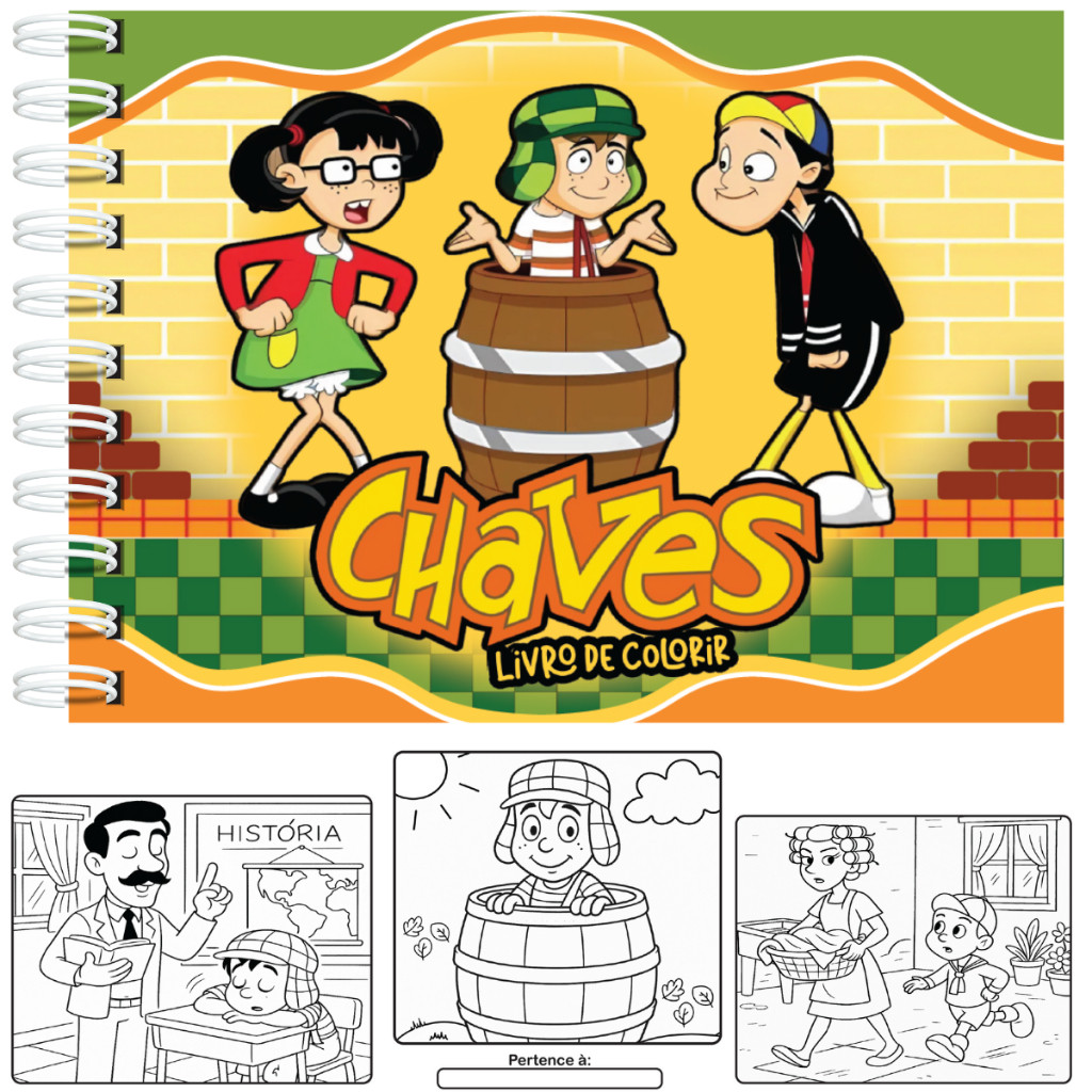 Livro de Colorir Chaves Capa Dura A5 50 Folhas + Acetato Protetor
