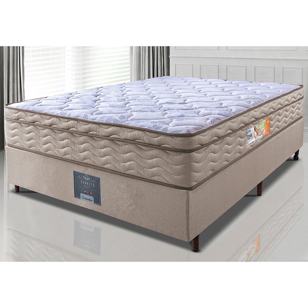 Cama Box Casal Colchão OrtoFirm + Box 138x188x67 One Face Espuma D33 Dourado - Home & Living