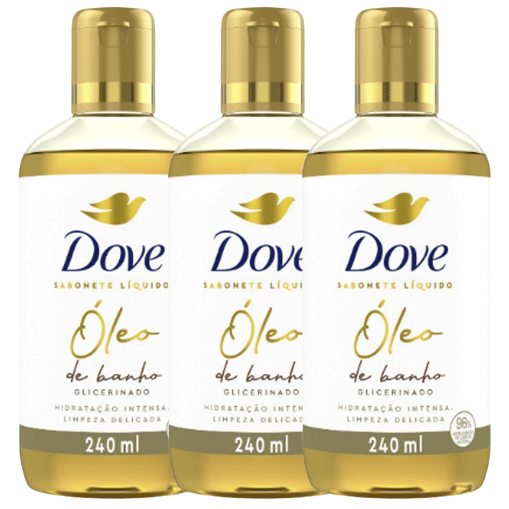 Sabonete Líquido Dove Óleo De Banho Glicerina 240ml kit c/3