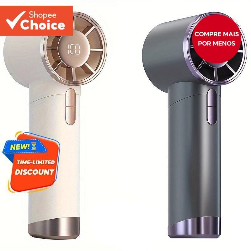 Mini Ventilador Turbo Ajustável Recarregável De 1-100 Velocidades Com Display LED De Metal...