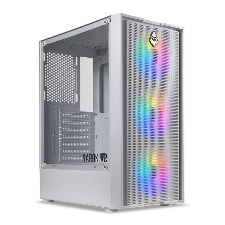 Gabinete Gamer Mancer Narok V2, Rainbow, Mid-Tower, Lateral de Vidro, Com 3 Fans,Branco,MCR-NRKWH-V2 em Oferta na Shopee