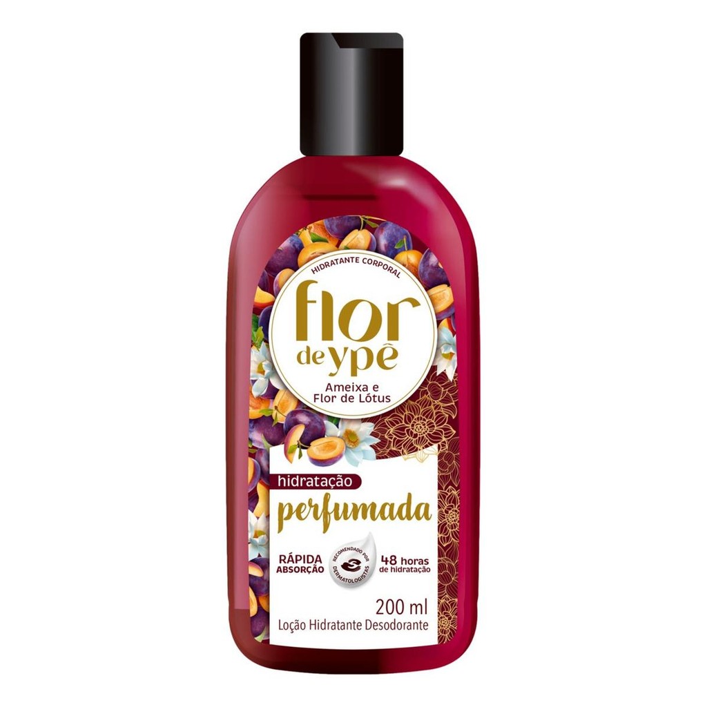 Hidratante Corporal Flor de Ype Ameixa e Flor de Lotus 200ml Fragrancia Rosas