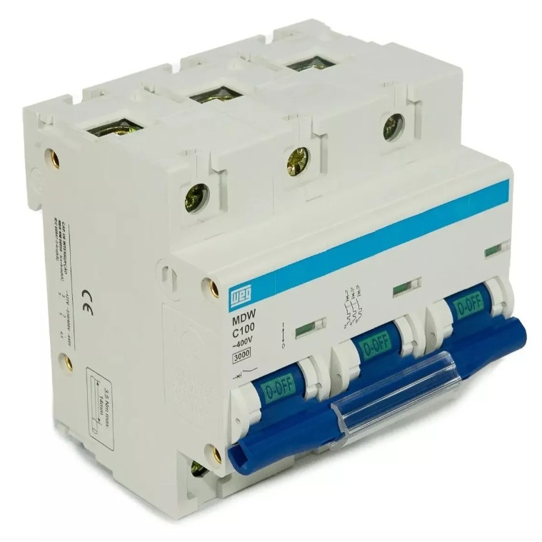 Disjuntor Weg Trifásico 100A Curva C 5Ka MDW-C100-3