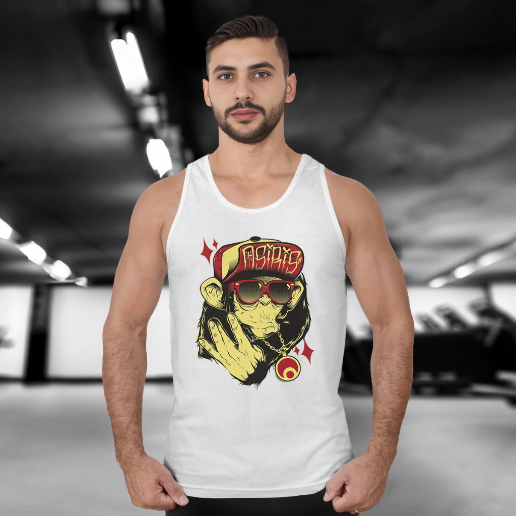Camiseta Regata Macaco Hip Hop Camisa Masculina Academia 100% Algodão rnt