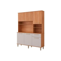 Kit de Cozinha Compacta Mila 6 Portas 1 Gaveta e 4 Nichos Cinamomo/Off White - MGM
