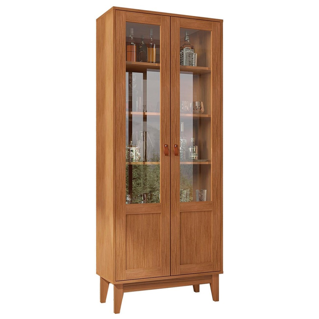Cristaleira com Portas de Vidro Sala de Jantar Liria C14 Cedro - Mpozenato em Oferta na Shopee