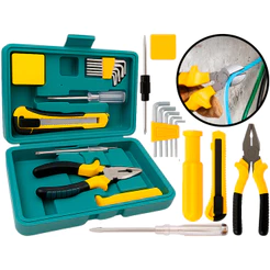 Kit Jogo De Ferramentas Alicate Estilete Chaves 12 Peças Com Maleta Organizadora Hutz