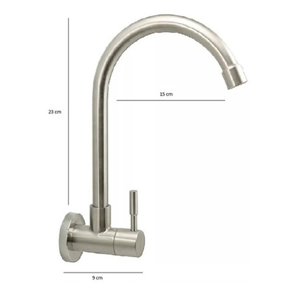 Torneira Aço Inox Escovado Cozinha Parede Bica Móvel 1/4 — imagem 2 de 2