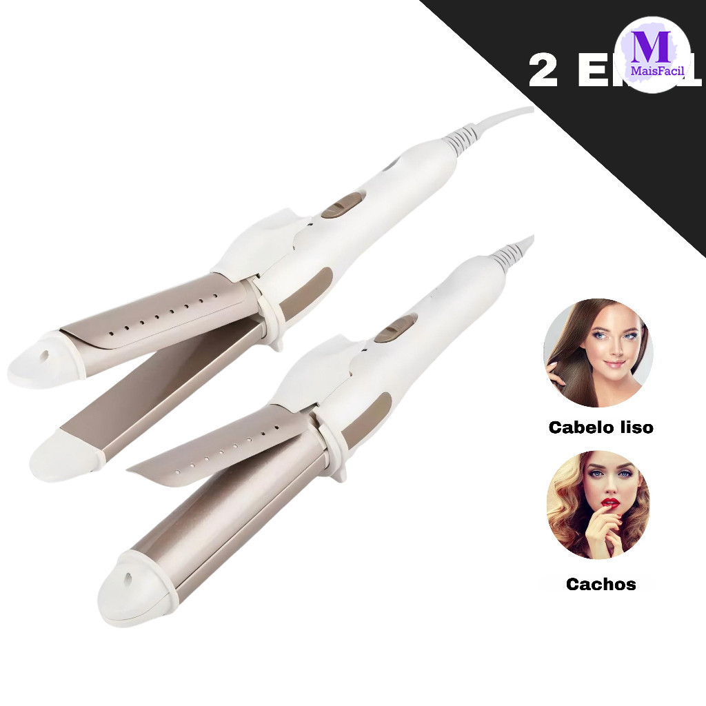 Aparelho Combinado para Ondulação e Alisamento 2 em 1, Mini Tamanho, Profissional com Voltagem Dupla em Oferta na Shopee